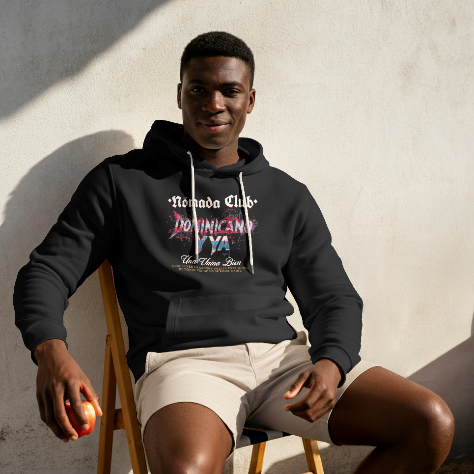 Hoodie Hombre “Dominicano y ya” – Sudadera Streetwear Caribeño | Nómada Club