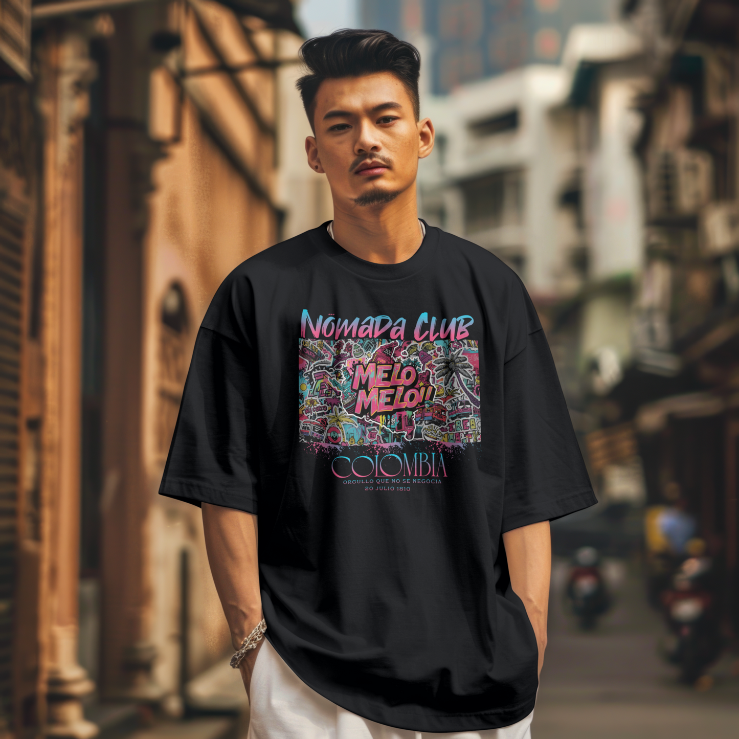 Tshirt Streetwear Colombia “Melo Melo” – Flow Urbano Latino | Nomada Club