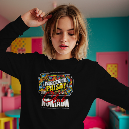 Sudadera Parcerita Paisa – Nomada Club | Crewneck Streetwear Colombiano