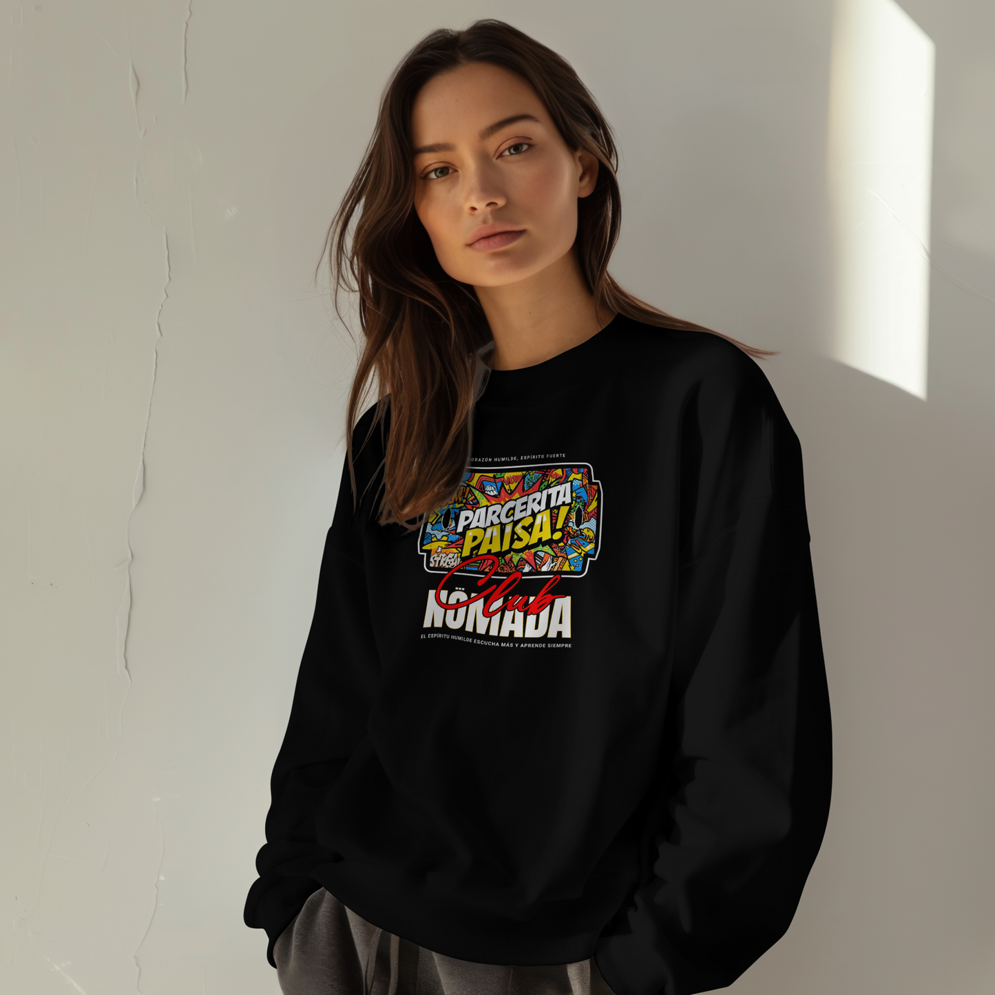 Sudadera Parcerita Paisa – Nomada Club | Crewneck Streetwear Colombiano